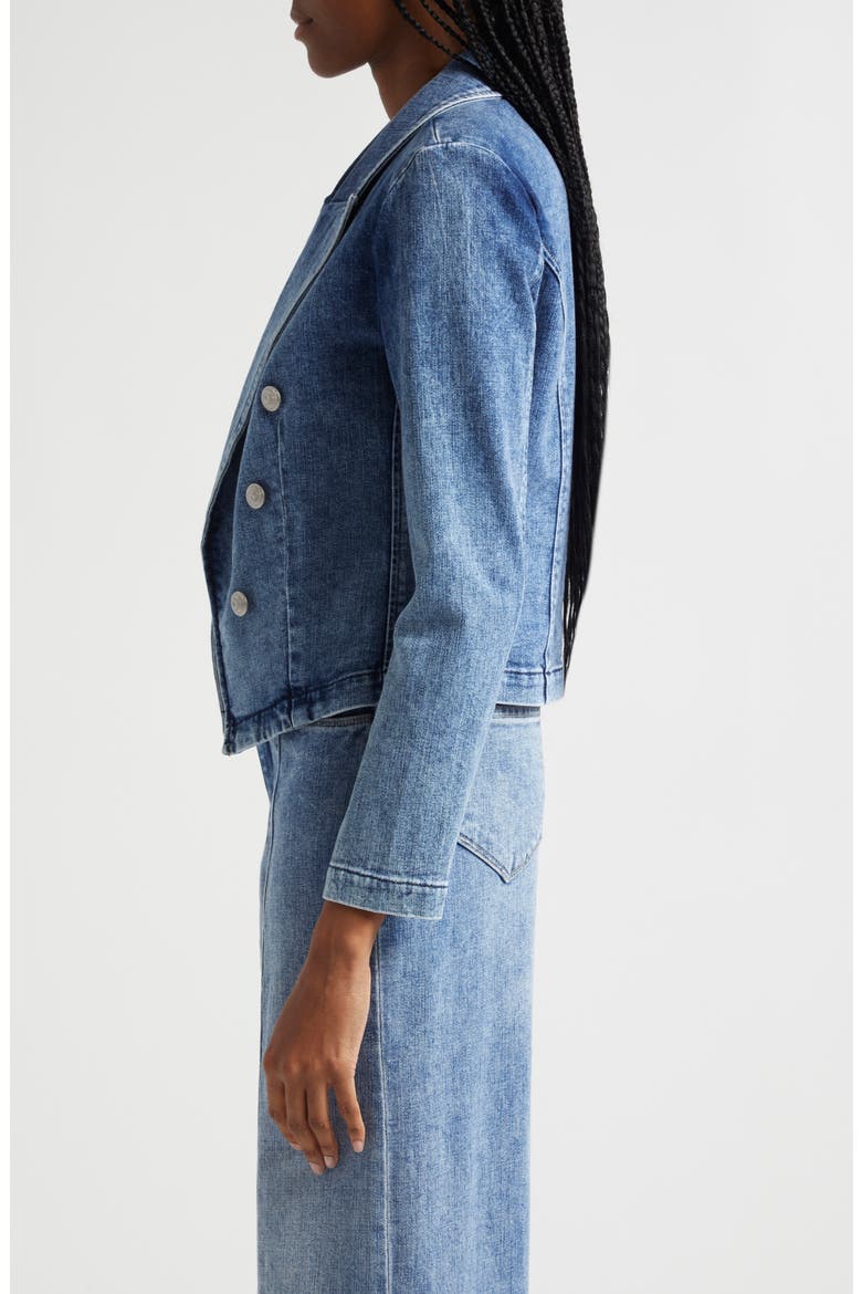 Wayne Crop Denim Double Breasted Jacket, Alternate, color, TORONTODNU