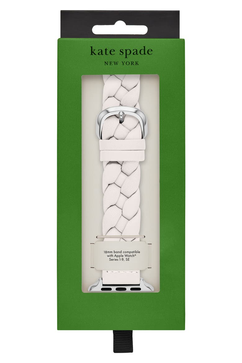 braided leather 18mm Apple Watch® watchband, Alternate, color, WHITE
