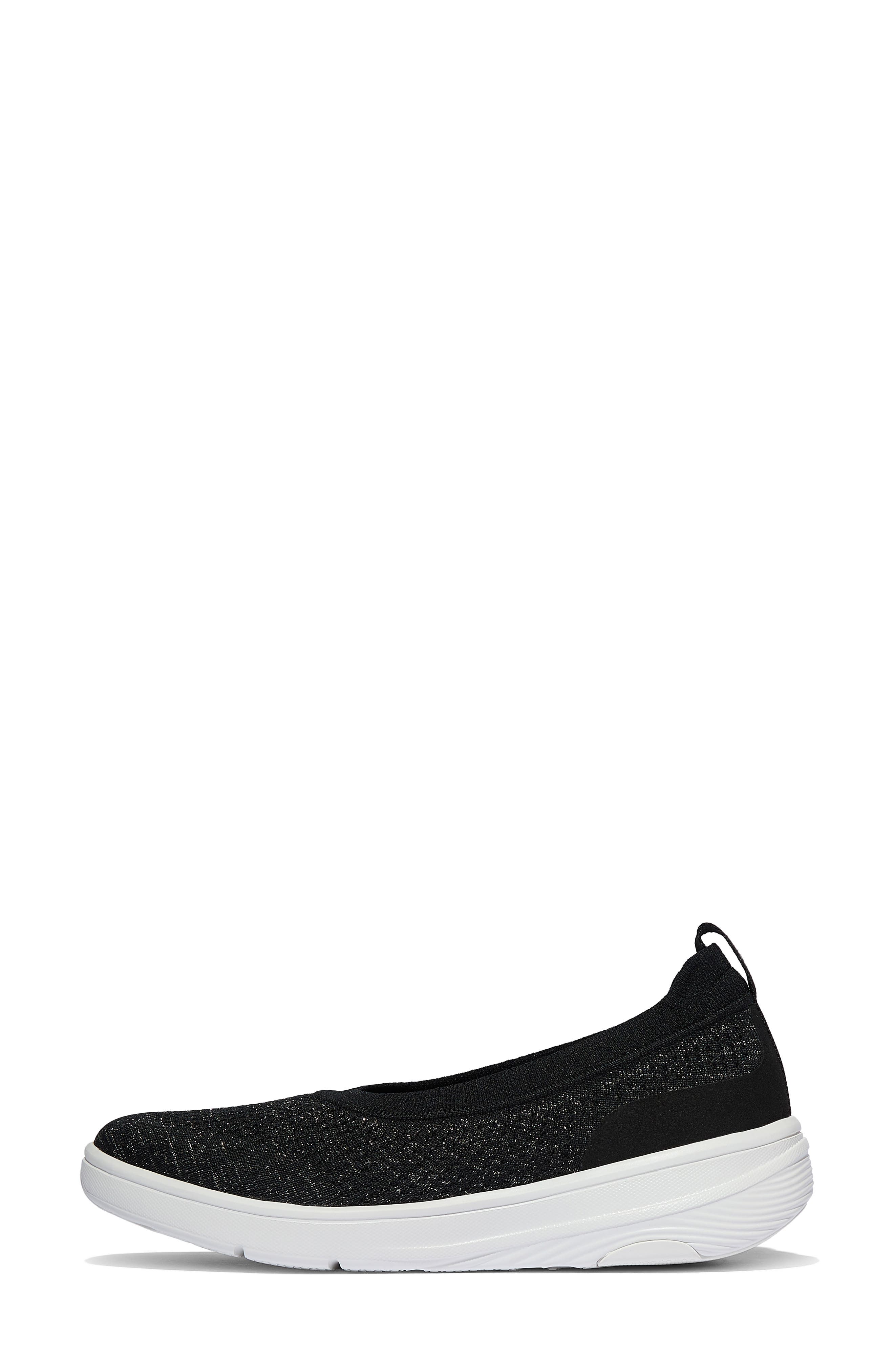 Super-Q Knit Ballet Flat, Alternate, color, BLACK/ SILVEREEN
