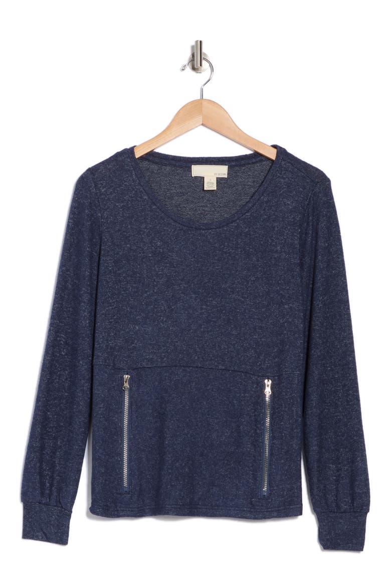 Mavis Zip Pocket Pullover, Alternate, color, NAVY