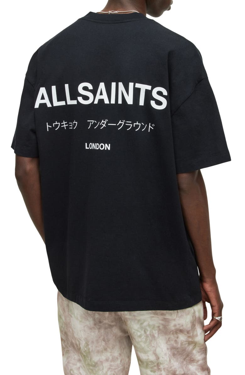 AllSaints Underground Oversize Organic Cotton Graphic T-Shirt, Main, color, 