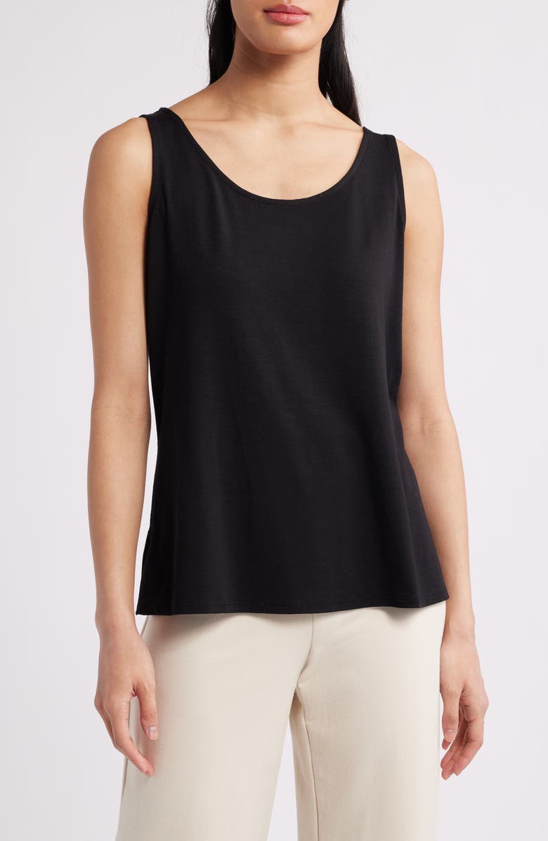 Eileen Fisher Scoop Neck Tank, Main, color, Black