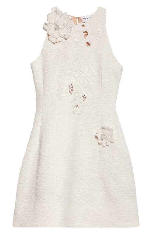 Oscar De La Renta Embroidered Cotton-blend Tweed Minidress In White