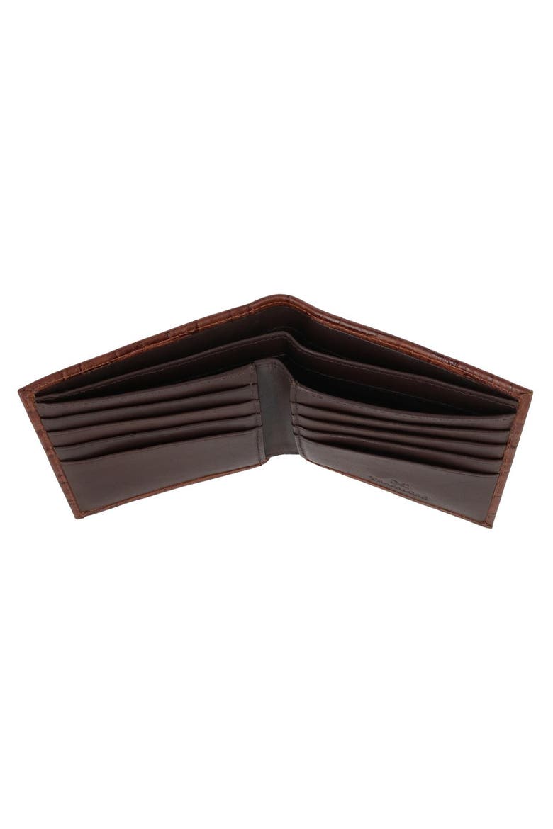 Esteban Croco Embossed Leather 8 Slot Bi-fold Wallet, Alternate, color, Brown