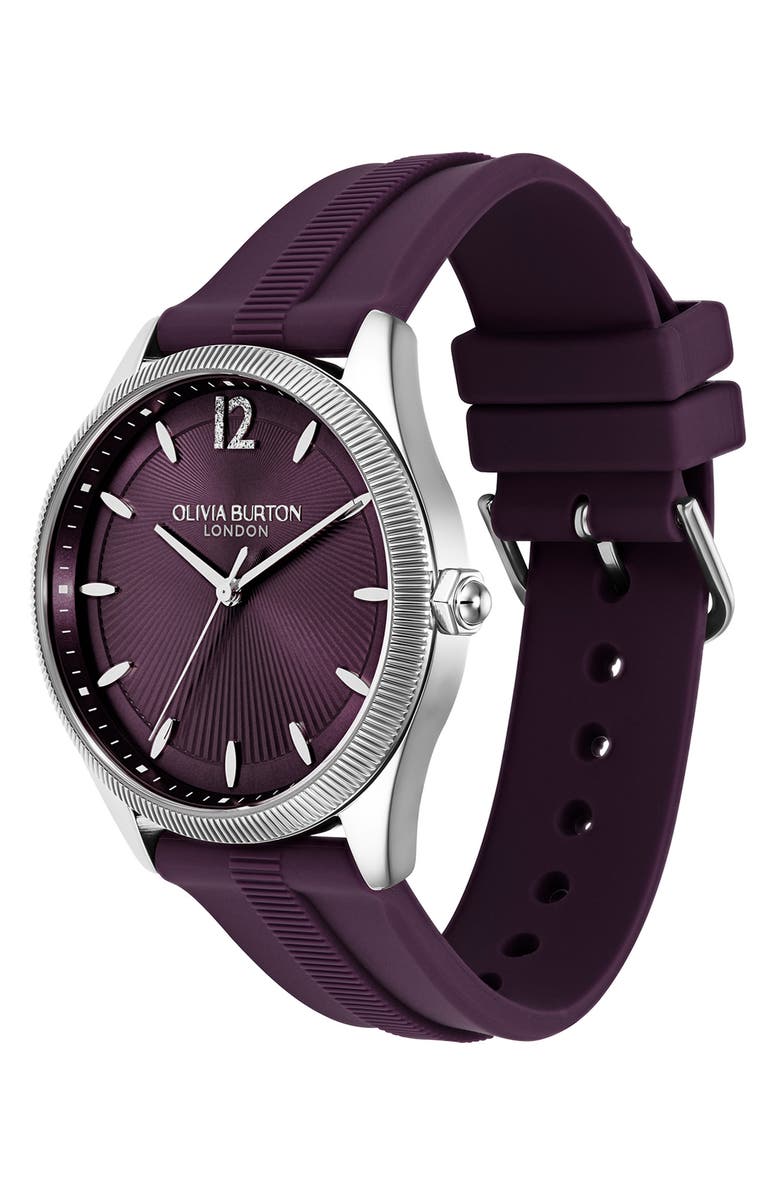 Olivia Burton Radiate Silicone Strap Watch, 38mm, Alternate, color, Purple