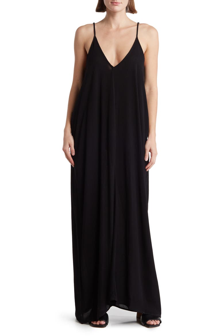 Gauze Maxi Dress, Main, color, BLACK