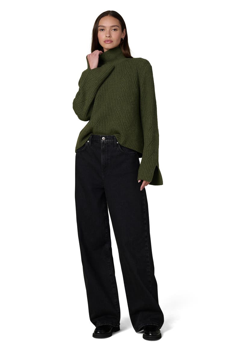The Ella Turtleneck Wool Blend Sweater, Alternate, color, WINTER MOSS
