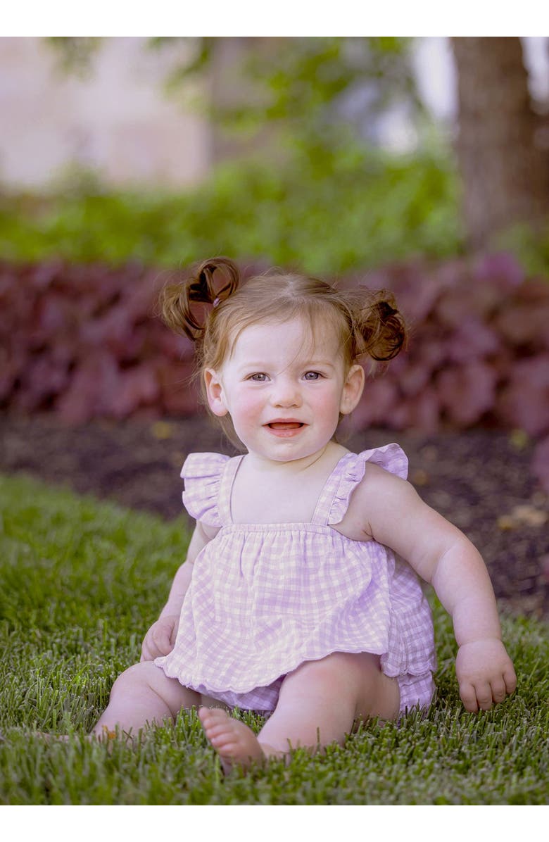 Mabel + Honey Sugar Plum Sleeveless Romper, Alternate, color, Checkered