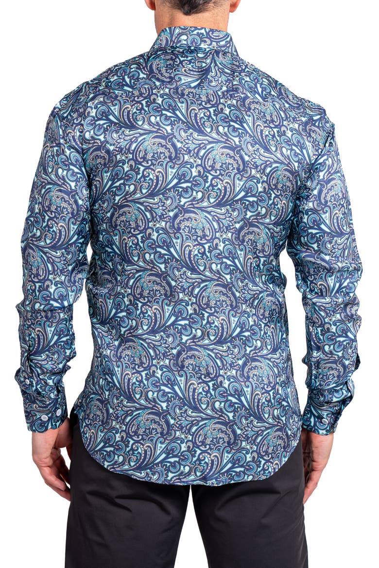 Fibonacci Ascension 0219 Paisley Contemporary Fit Button-Up Shirt, Alternate, color, BLUE