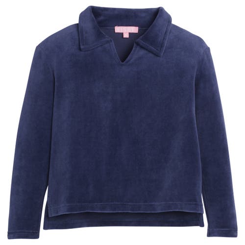 Bisby Kids' Velour Polo Pullover In Navy Velour
