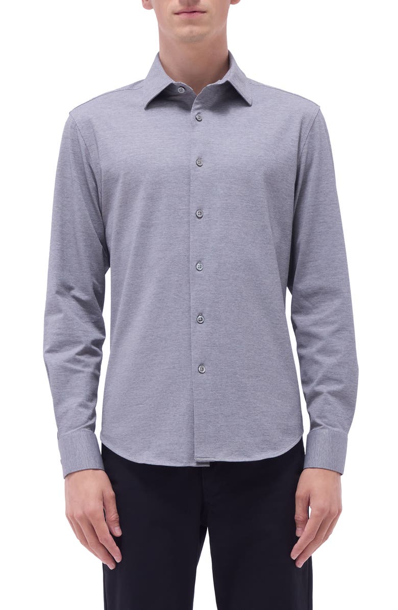 Bugatchi James OoohCotton<sup>®</sup> Button-Up Shirt, Main, color, Black