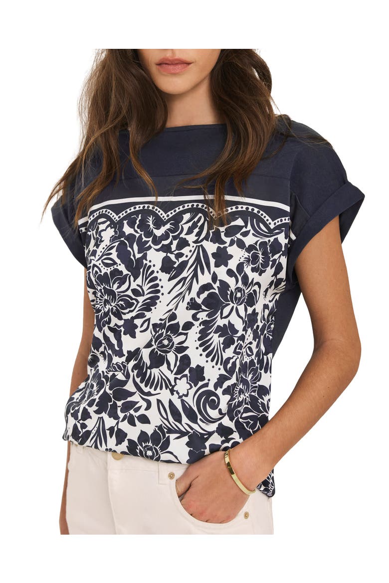 Floral Woven Print Top, Alternate, color, Black