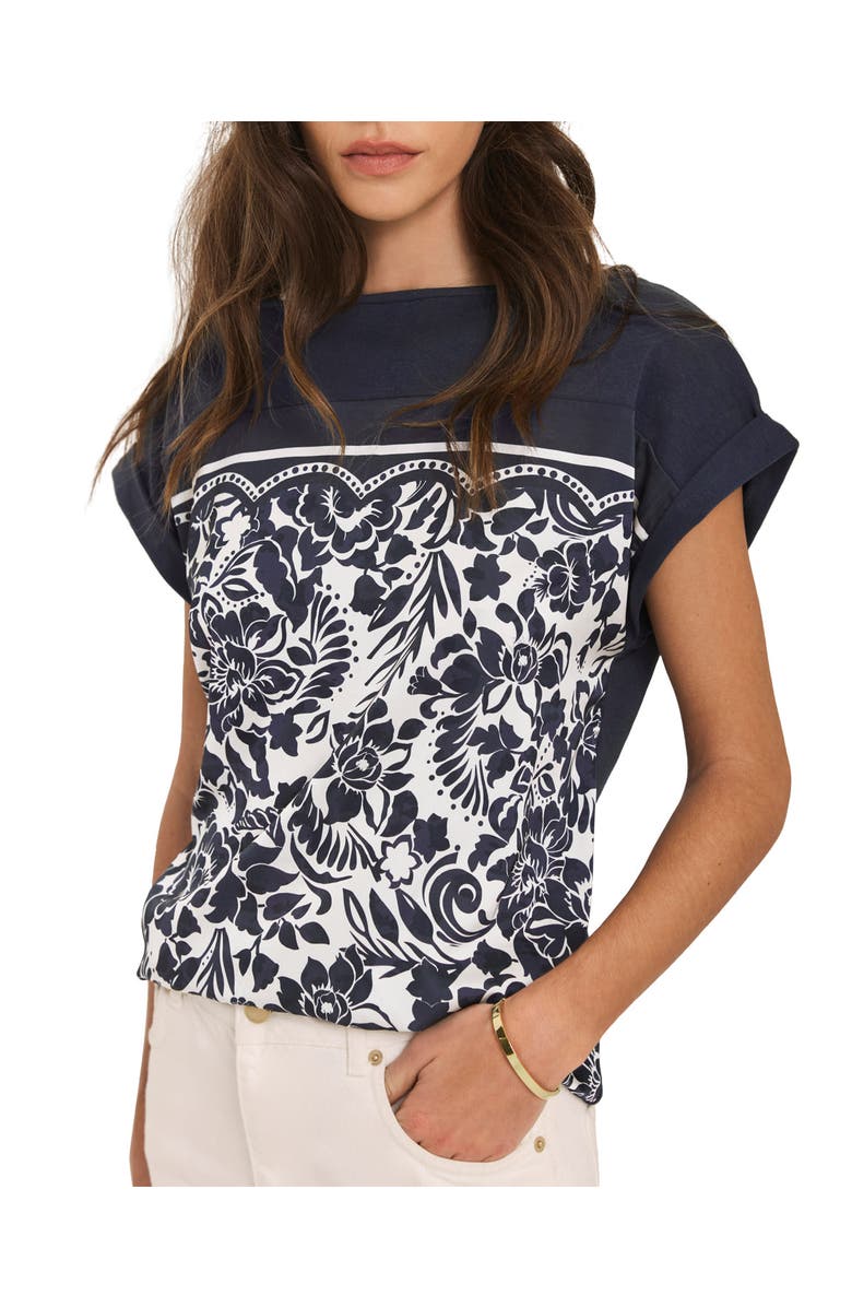 MINT VELVET Floral Woven Print Top, Alternate, color, Black