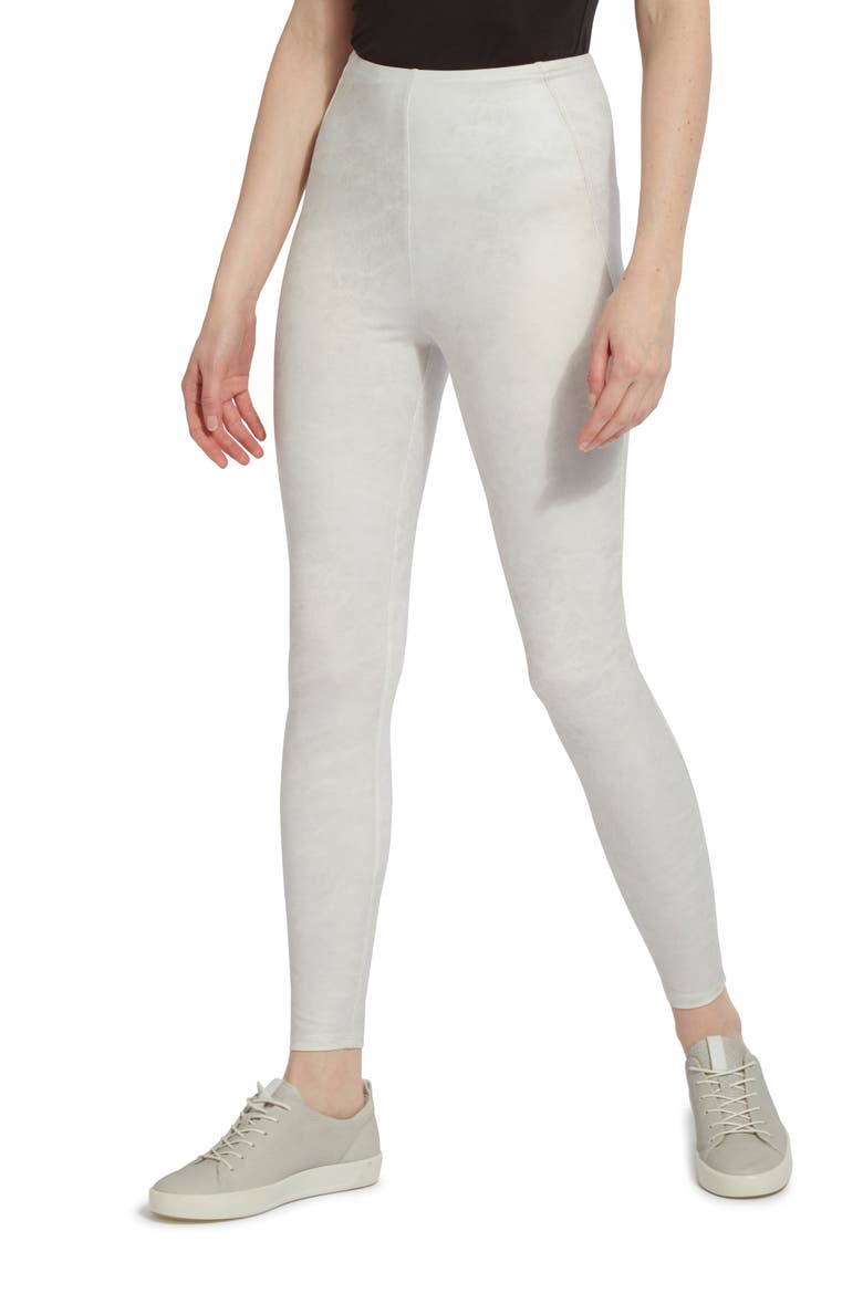 'Lyssentials Textured Faux Leather Leggings, Main, color, SNOW WHITE