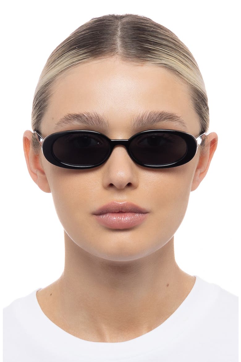 Outta Love 51mm Oval Sunglasses, Alternate, color, BLACK / SMOKE MONO