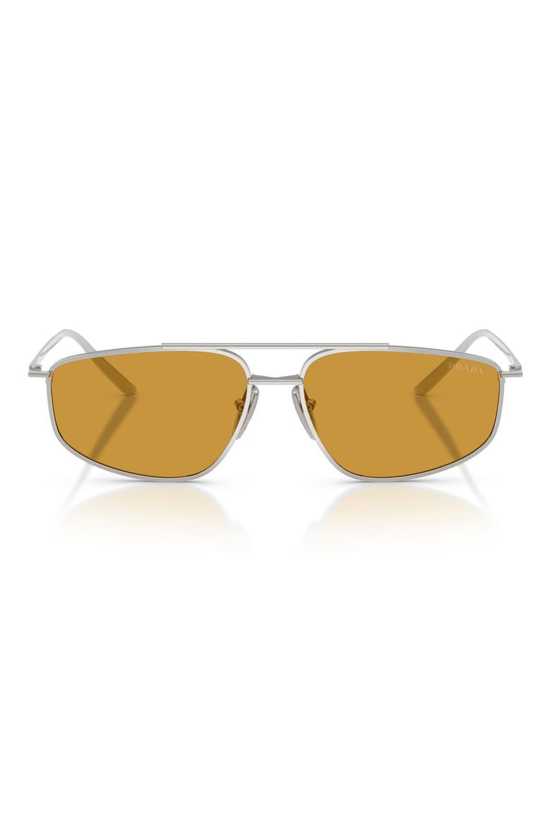 58mm Pillow Sunglasses, Main, color, SILVER / DARK HONEY