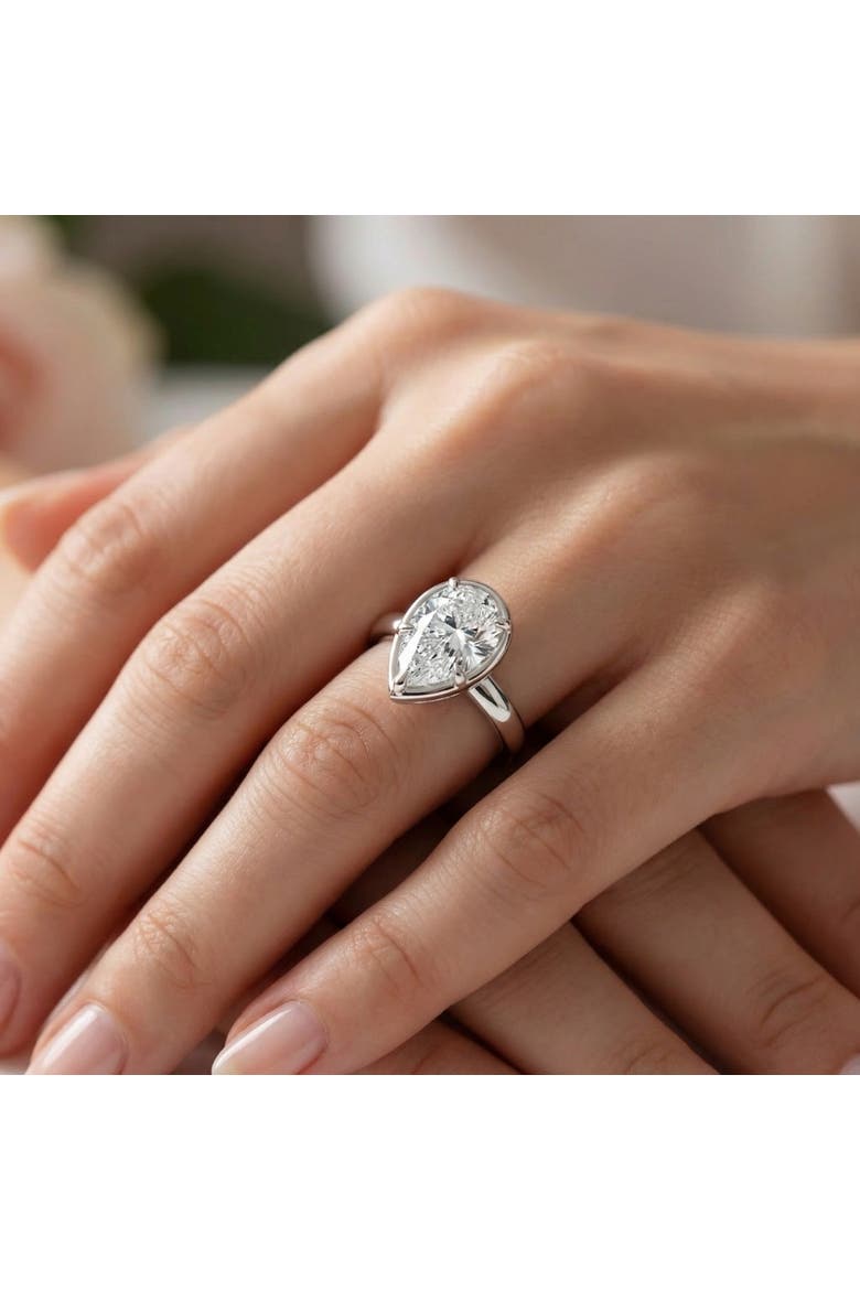 Certified 3Ct Pear Alissa Engagement Solitaire Ring 14k Gold or Pt Lab Grown, Alternate, color, 14k White Gold