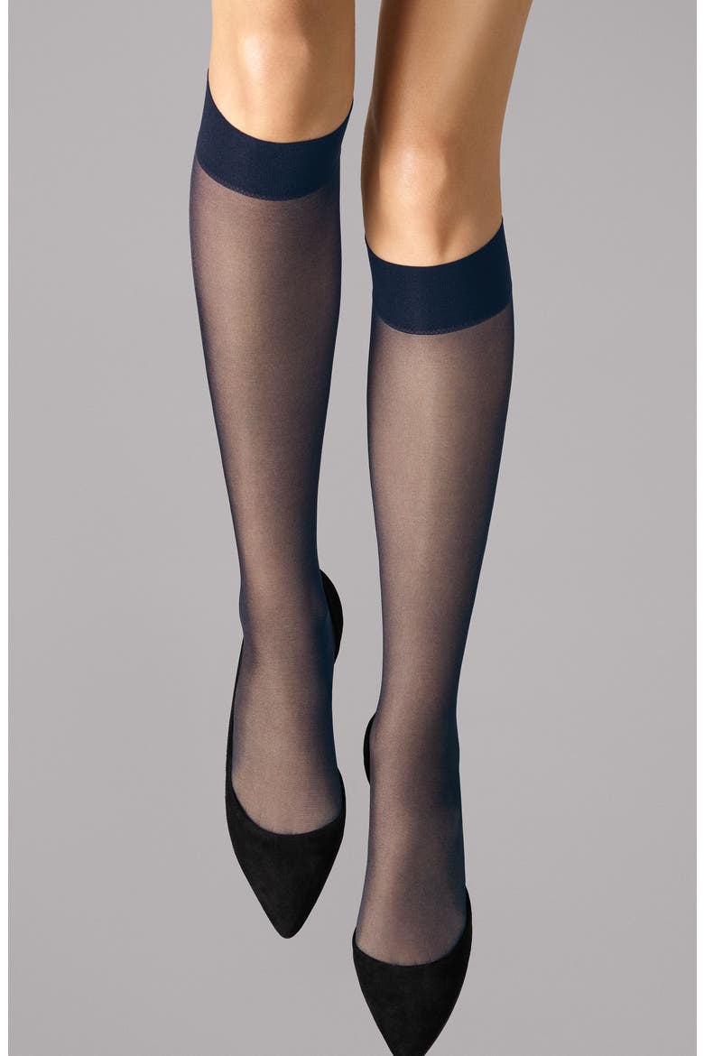 Satin Touch Knee High Socks, Alternate, color, ADMIRAL