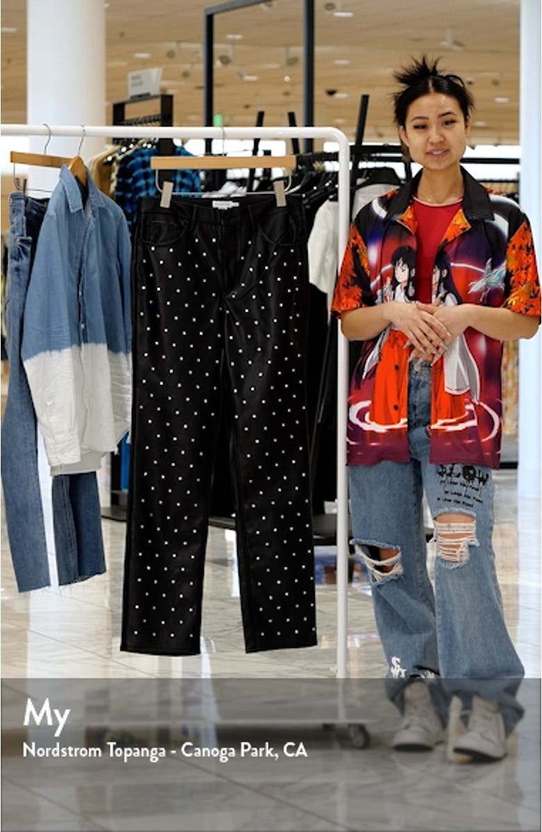 Good Icon Crystal Embellished Faux Leather Straight Leg Pants, sales video thumbnail
