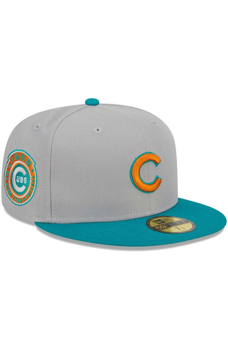 New Era Men's New Era Gray/Teal Chicago Cubs 59FIFTY Fitted Hat, Main, color, Gray