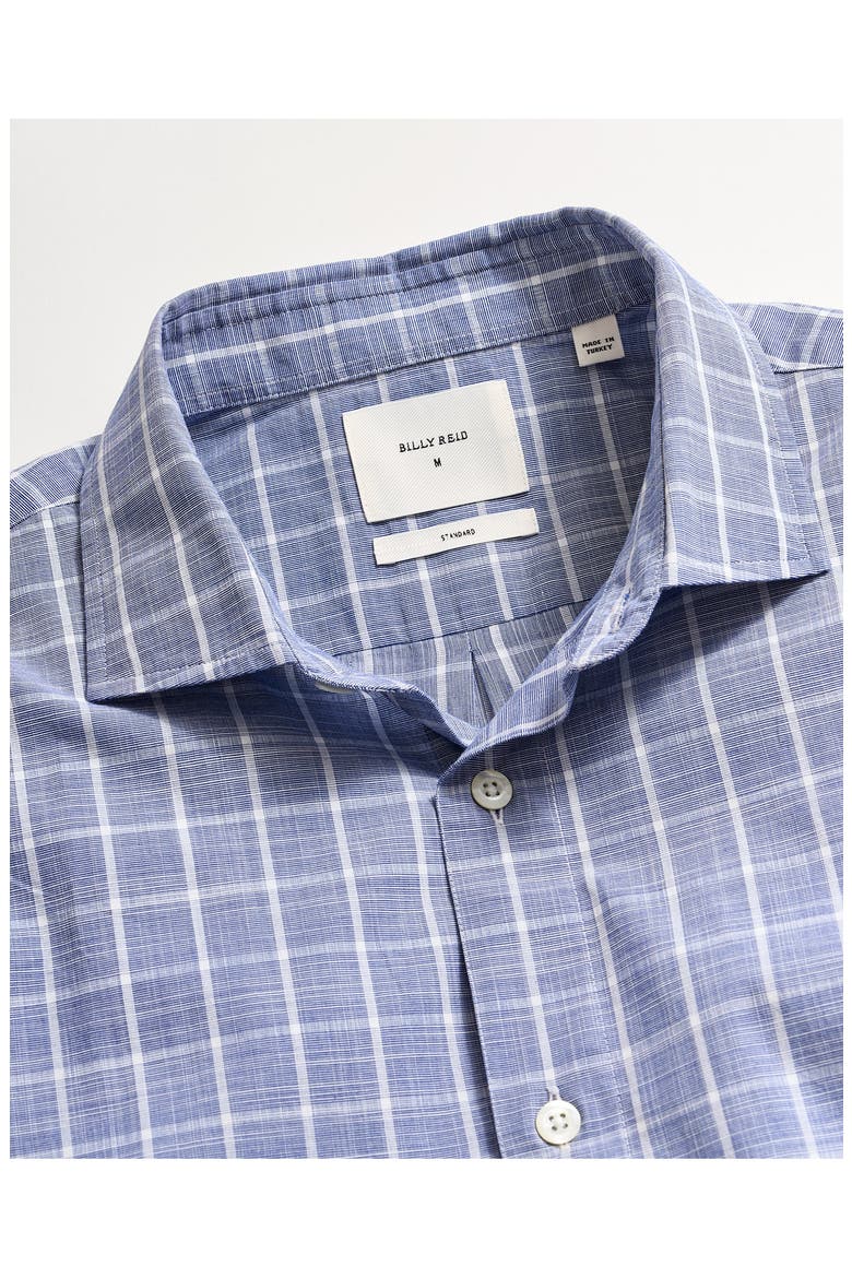 Hutcheson Plaid Button-Up Sport Shirt, Alternate, color, CARBON BLUE/ WHITE