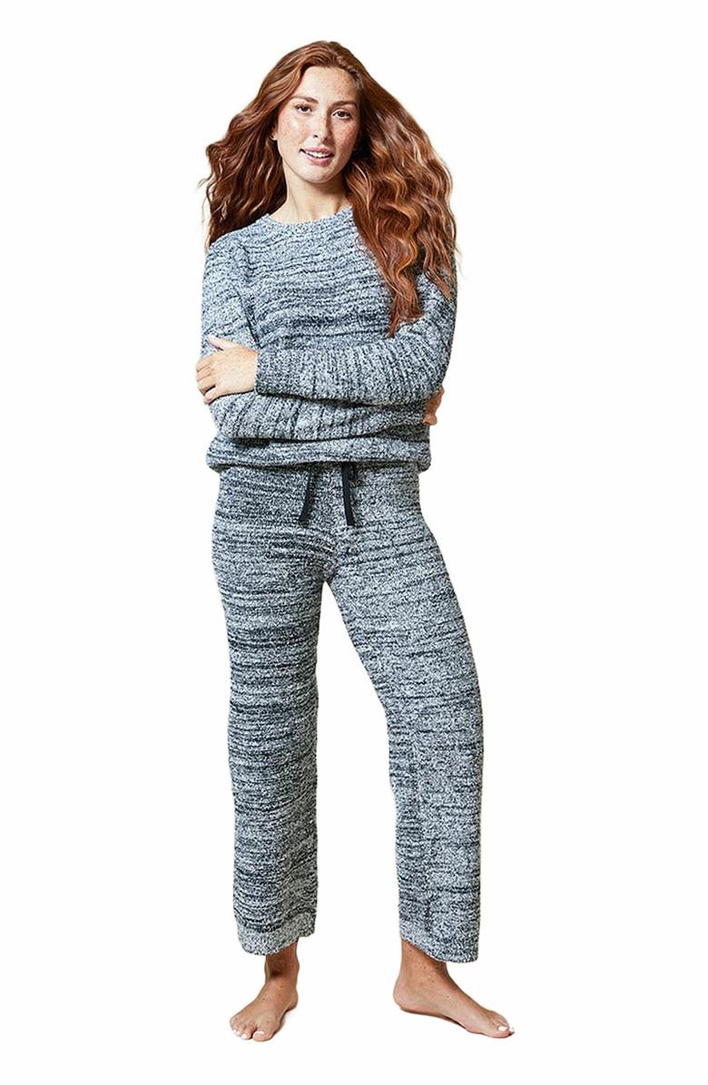 Softies Heather Marshmallow Crew Neck Lounge Set, Main, color, Heather Black