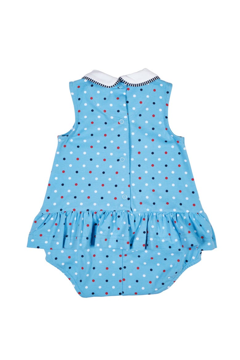 Printed Knit Romper With Flowers, Alternate, color, Blue/Multi