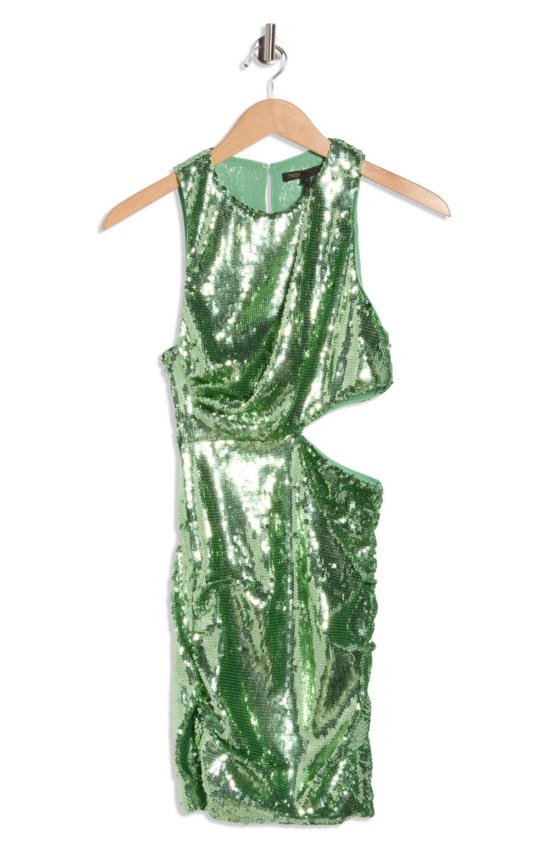 maje Riverta Sequin Body-Con Minidress, Alternate, color, Vert