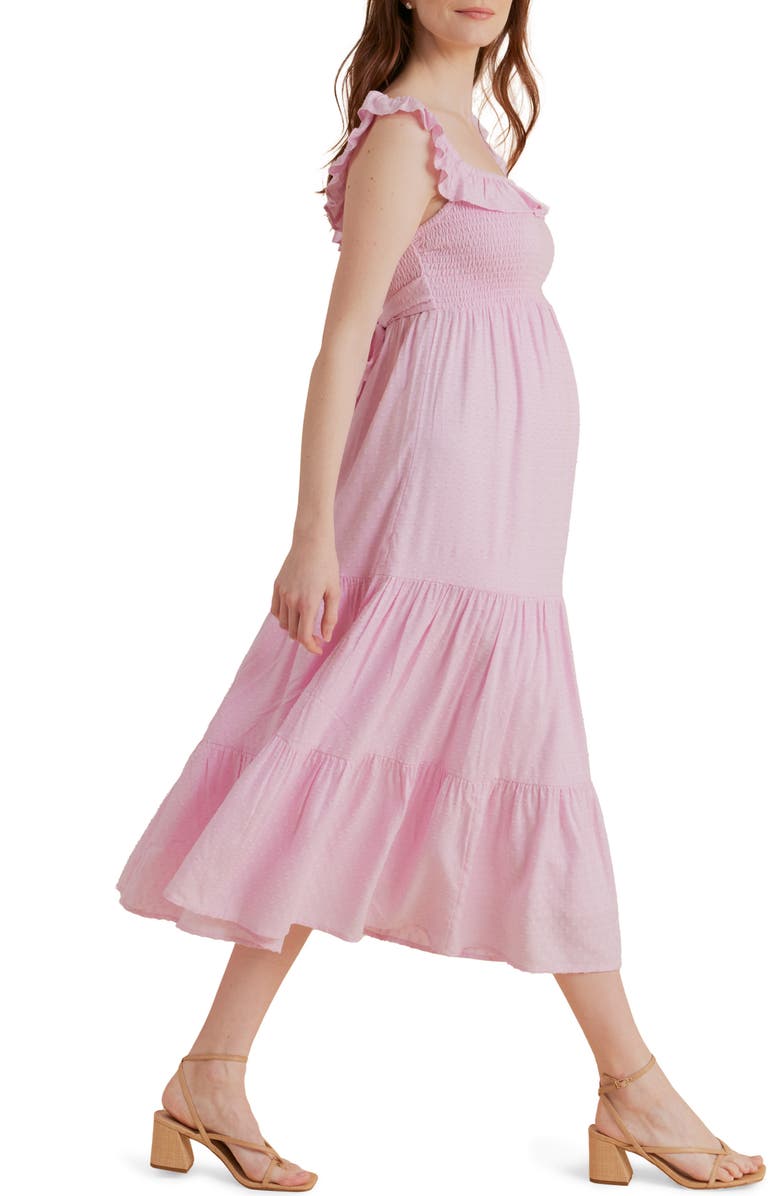 A PEA IN THE POD Ruffle Maternity/Nursing Midi Dress, Alternate, color, 
