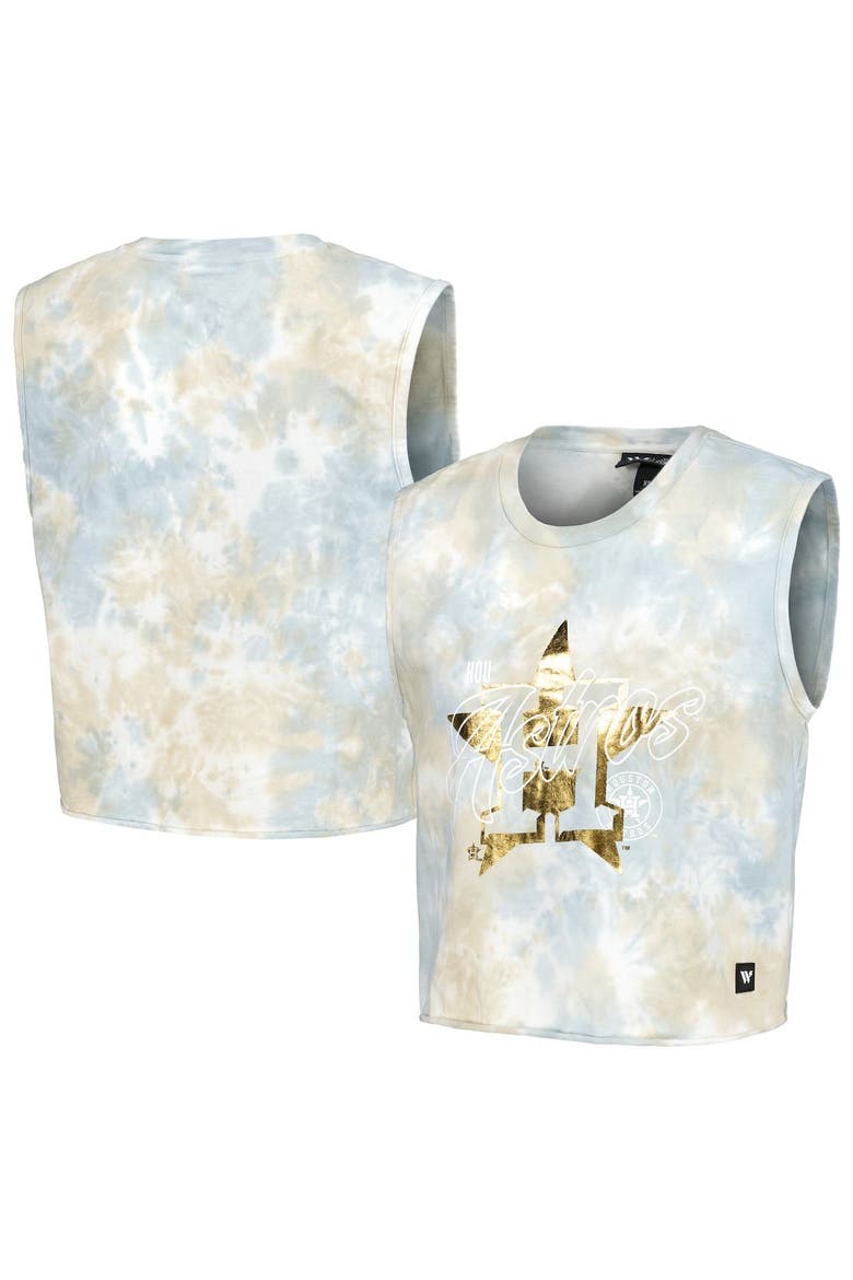 Women's The Wild Collective White Houston Astros Washed Muscle Tank Top, Main, color, White