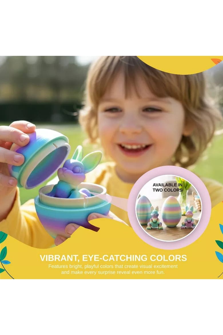 Easter Egg Basket Plush Set with 3D Printed Bunny Surprise Eggs, Alternate, color, Crayon