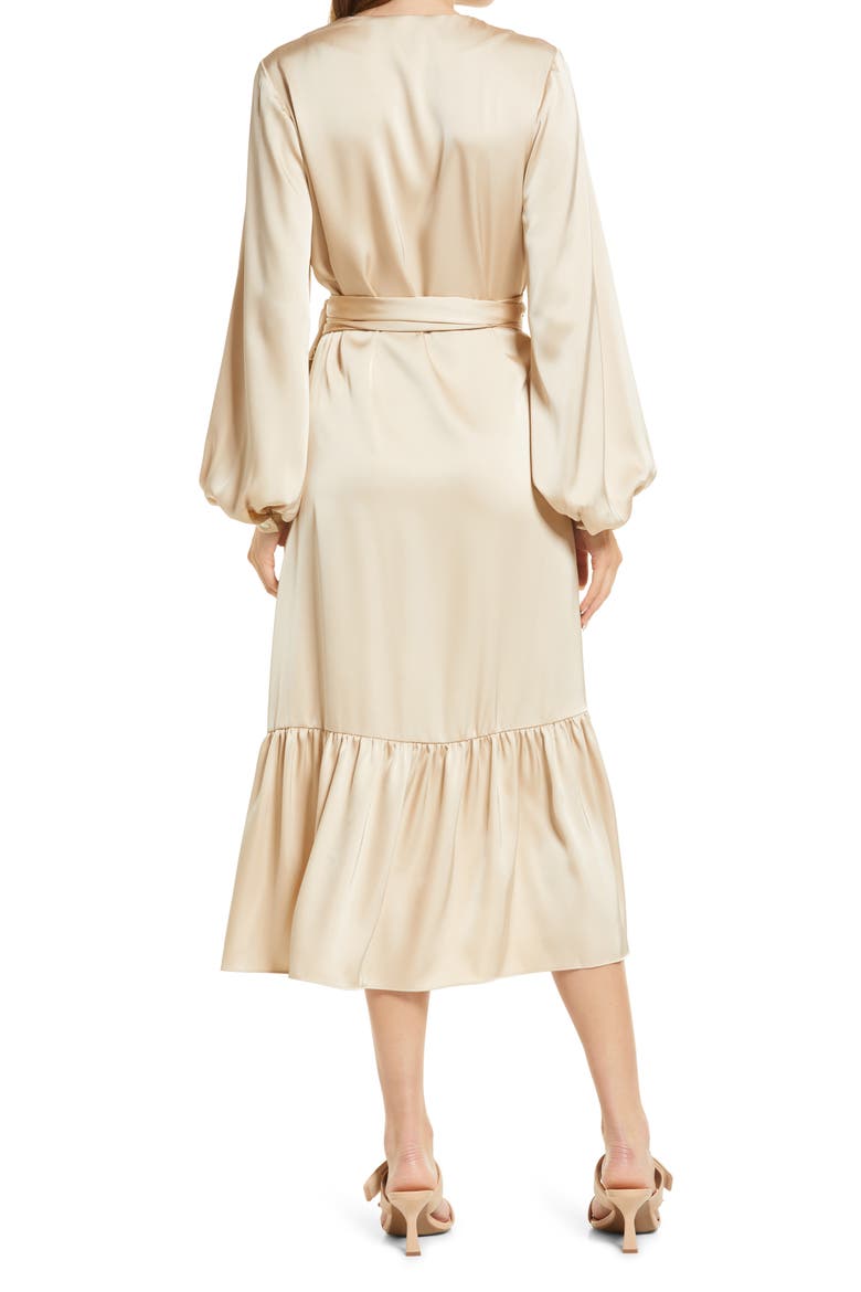 Long Sleeve Midi Wrap Dress, Alternate, color, OYSTER