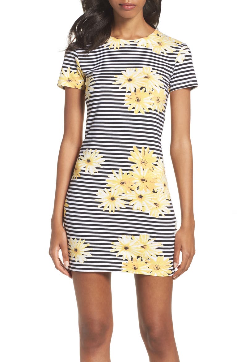 Sunflower Stripe Sheath Dress, Main, color, BLACK/ WHITE
