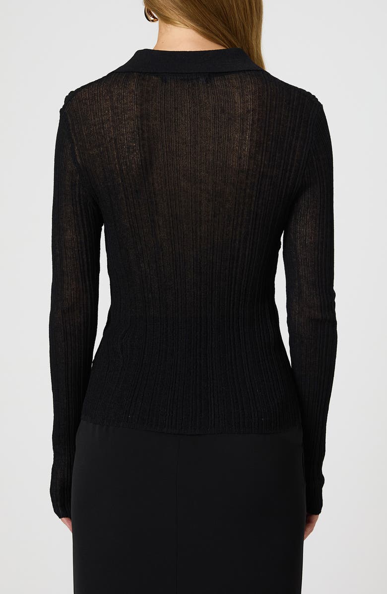 French Connection Front Button Rib Top, Alternate, color, Black