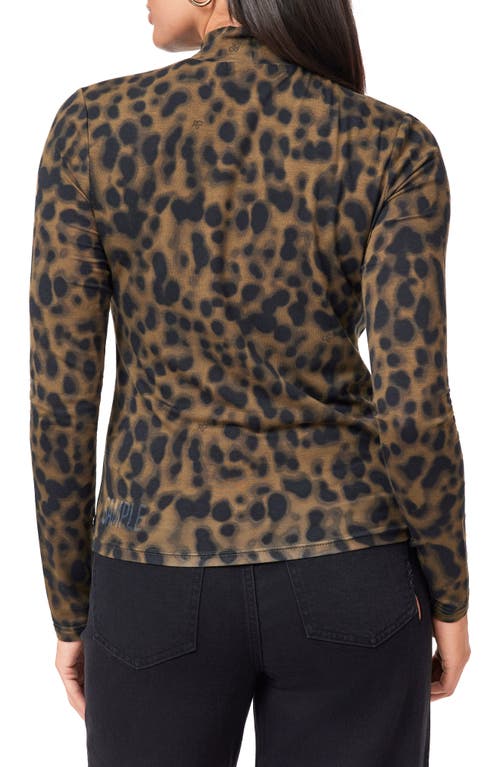 Scotch & Soda Long Sleeve Mock Neck Top In Brown