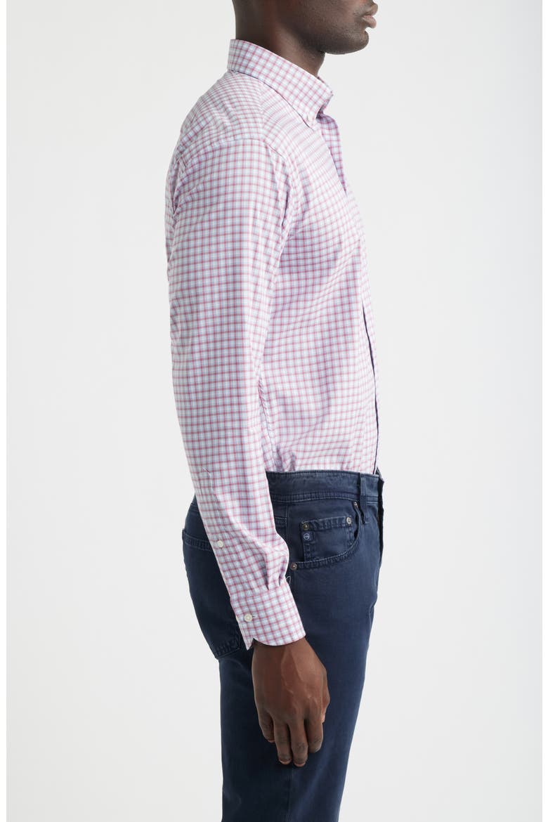 Wilson Plaid Performance Twill Button-Down Shirt, Alternate, color, DUSTY ROSE