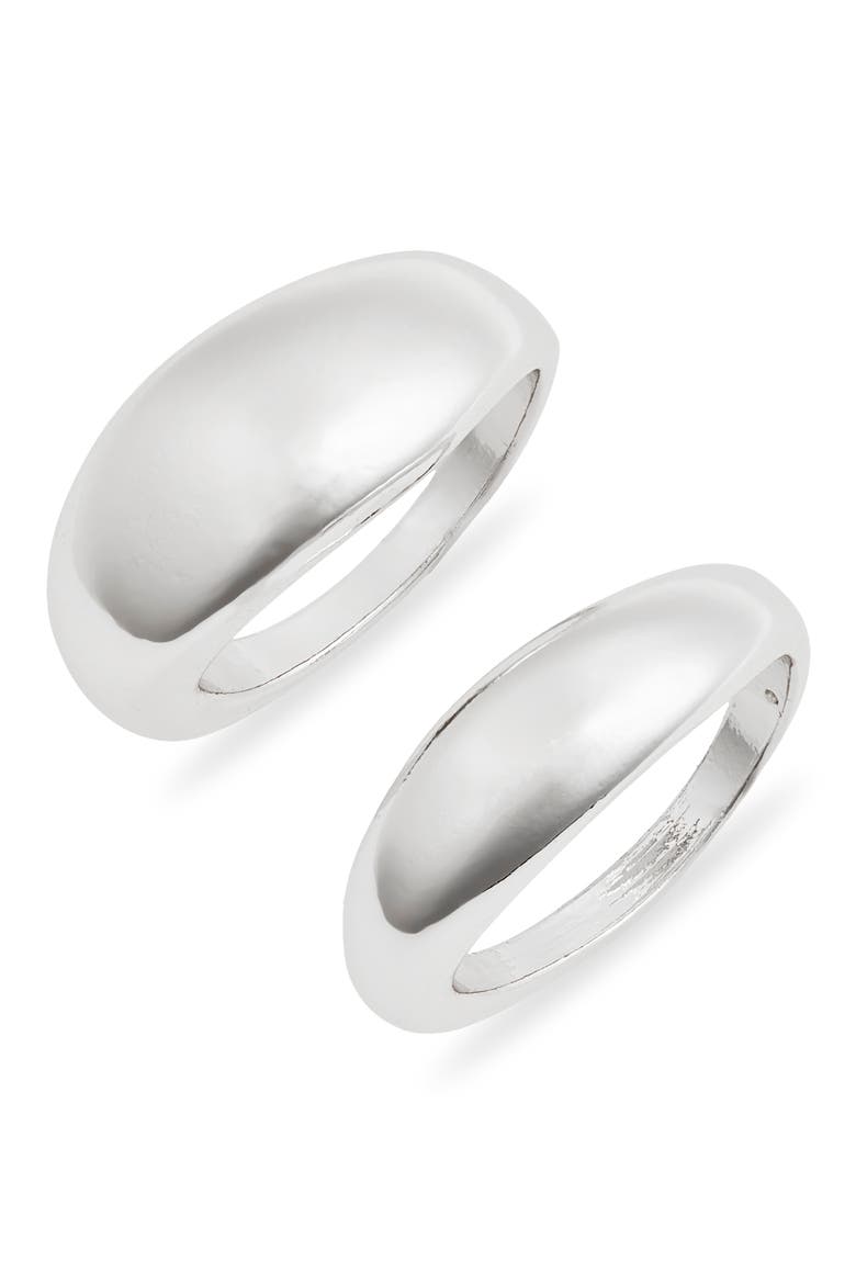 Set of Two Domed Rings, Main, color, SILVER