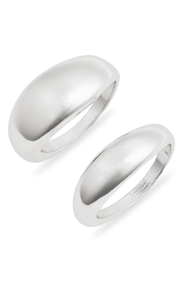 Open Edit Set of Two Domed Rings, Main, color, Silver