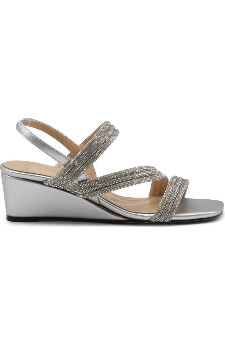 Adrienne Vittadini Alanis Embellished Wedge Sandal, Alternate, color, Silver Metallic