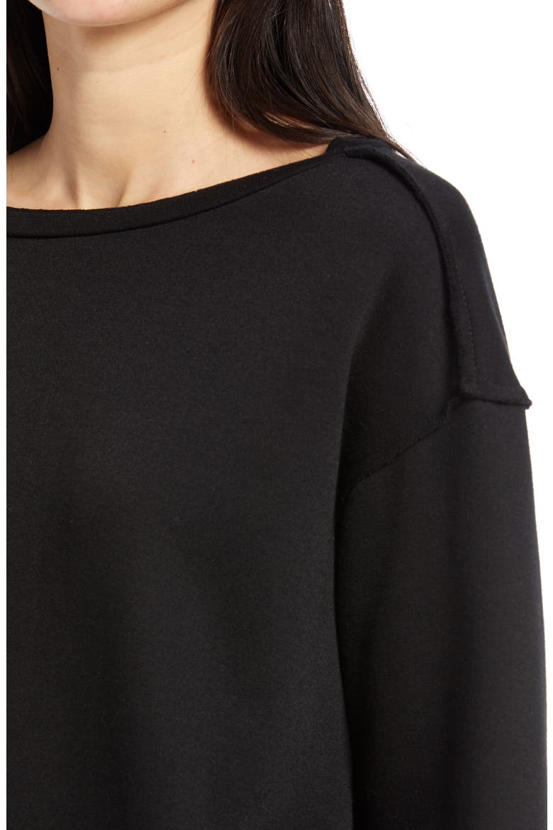 Raw Edge Sweatshirt, Alternate, color, BLACK