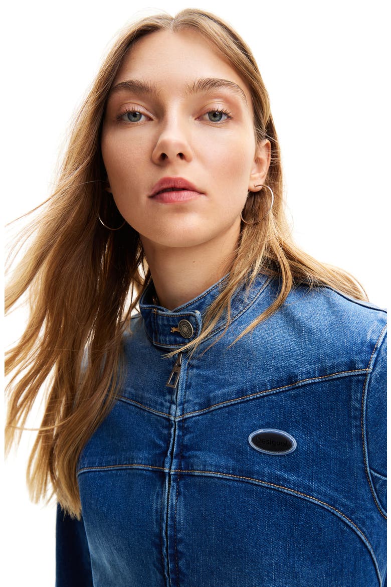Denim Biker Jacket, Alternate, color, BLUE