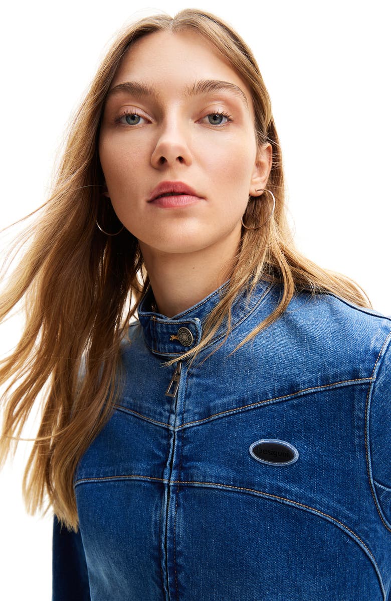 Desigual Denim Biker Jacket, Alternate, color, 