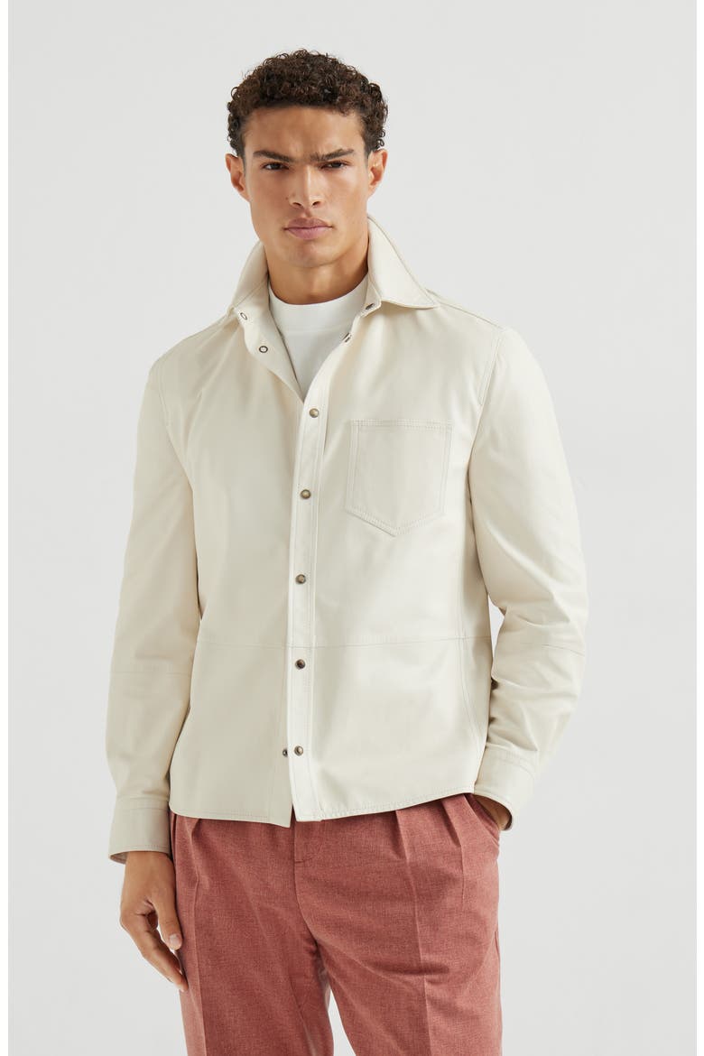 Calfskin overshirt, Main, color, Ivory