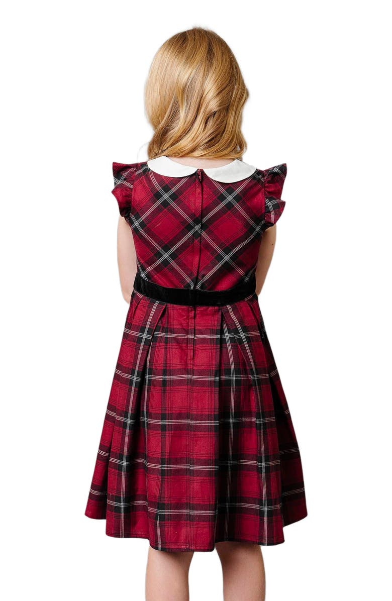 Hope & Henry Girls' Organic Peter Pan Collar Party Dress, Toddler, Alternate, color, Oxblood City Plaid