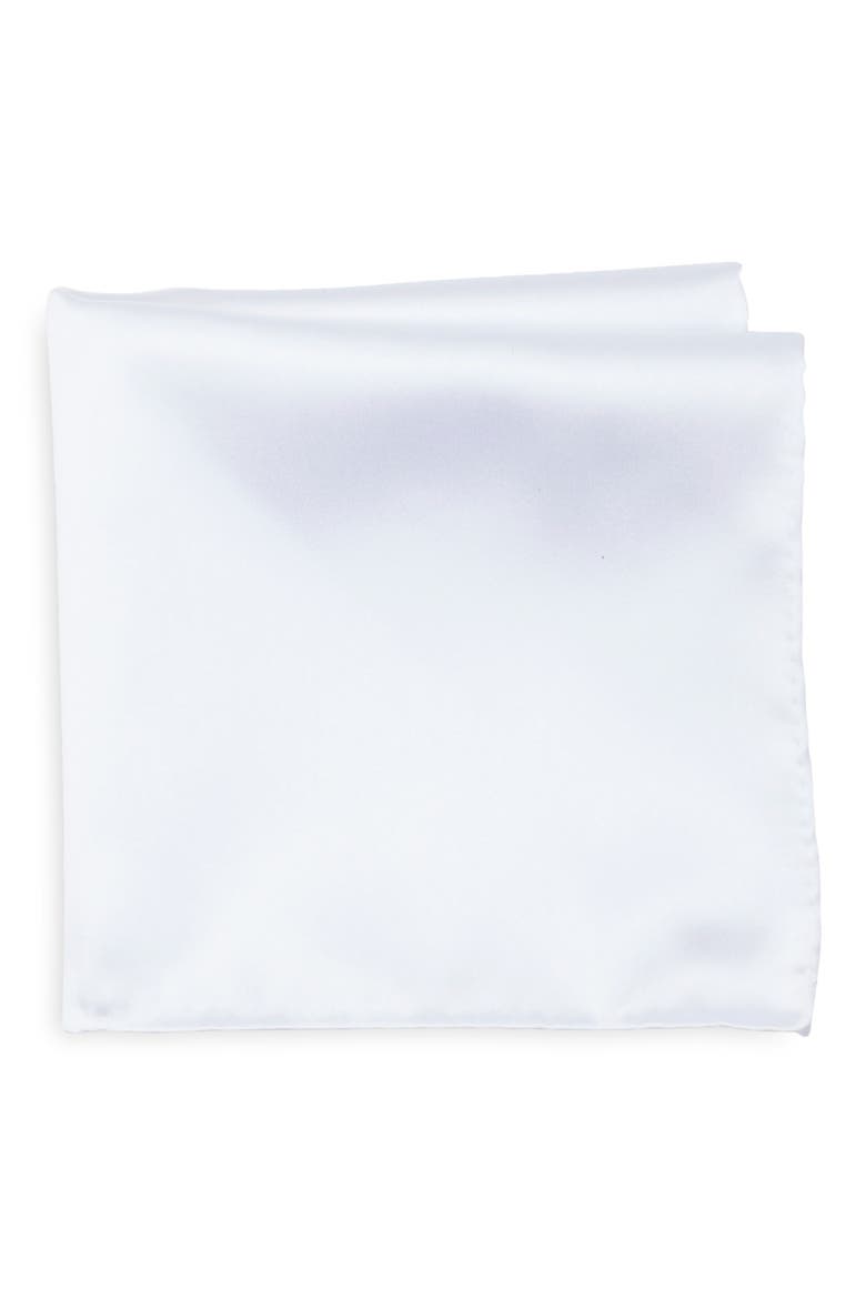 Satin Pocket Square, Main, color, WHITE