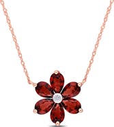 Julianna B. Gemstone & Diamond Floral Necklace 10K