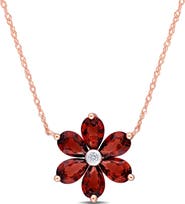 Julianna B. Gemstone & Diamond Floral Necklace 10K