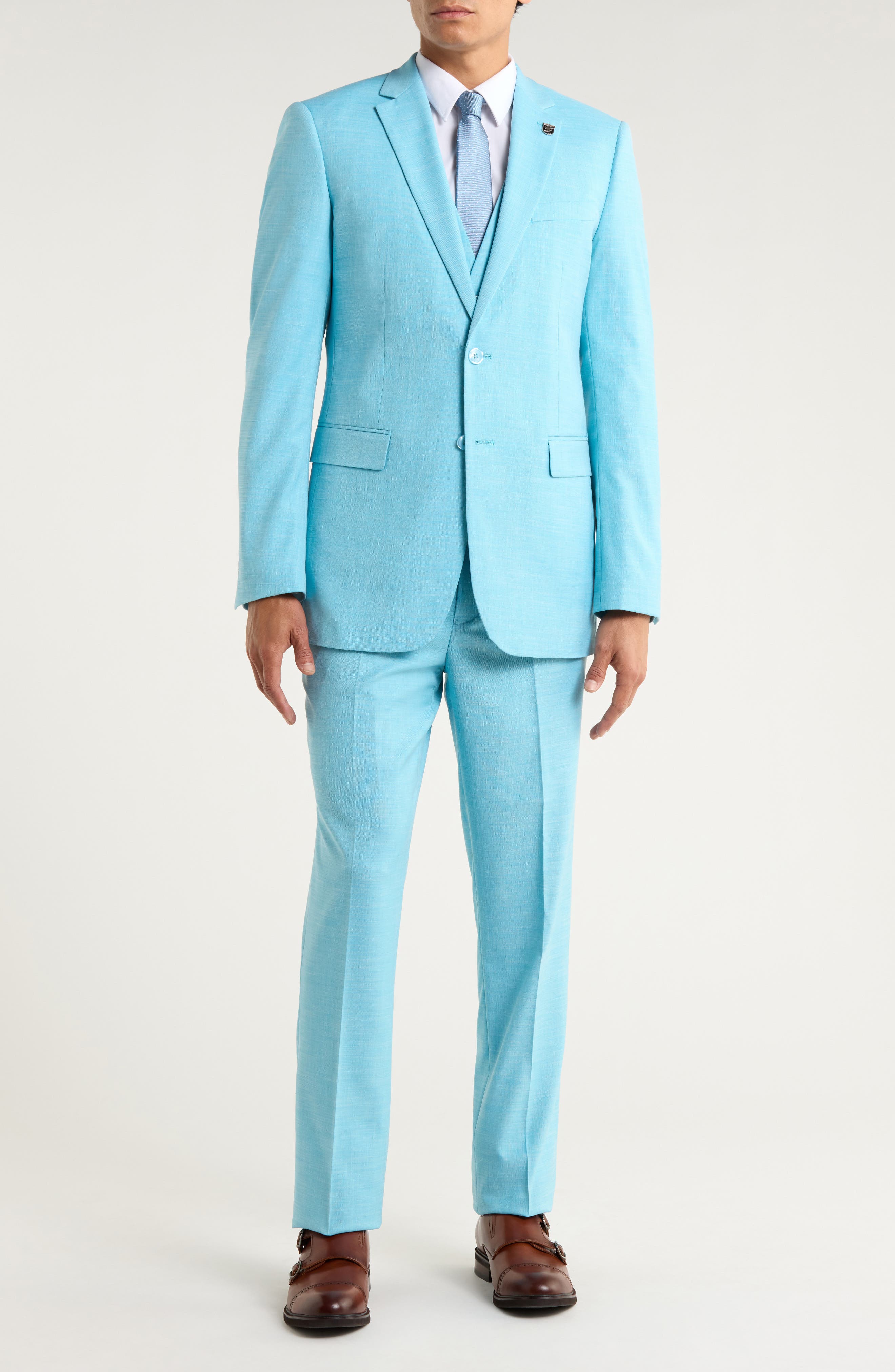 ZEGARIE Aqua Mélange 3-Piece Suit