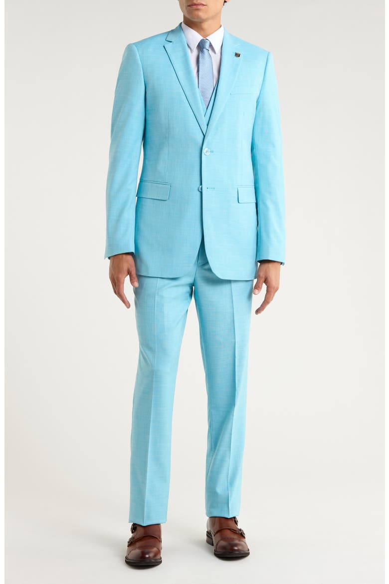 Aqua Mélange 3-Piece Suit, Main, color, AQUA
