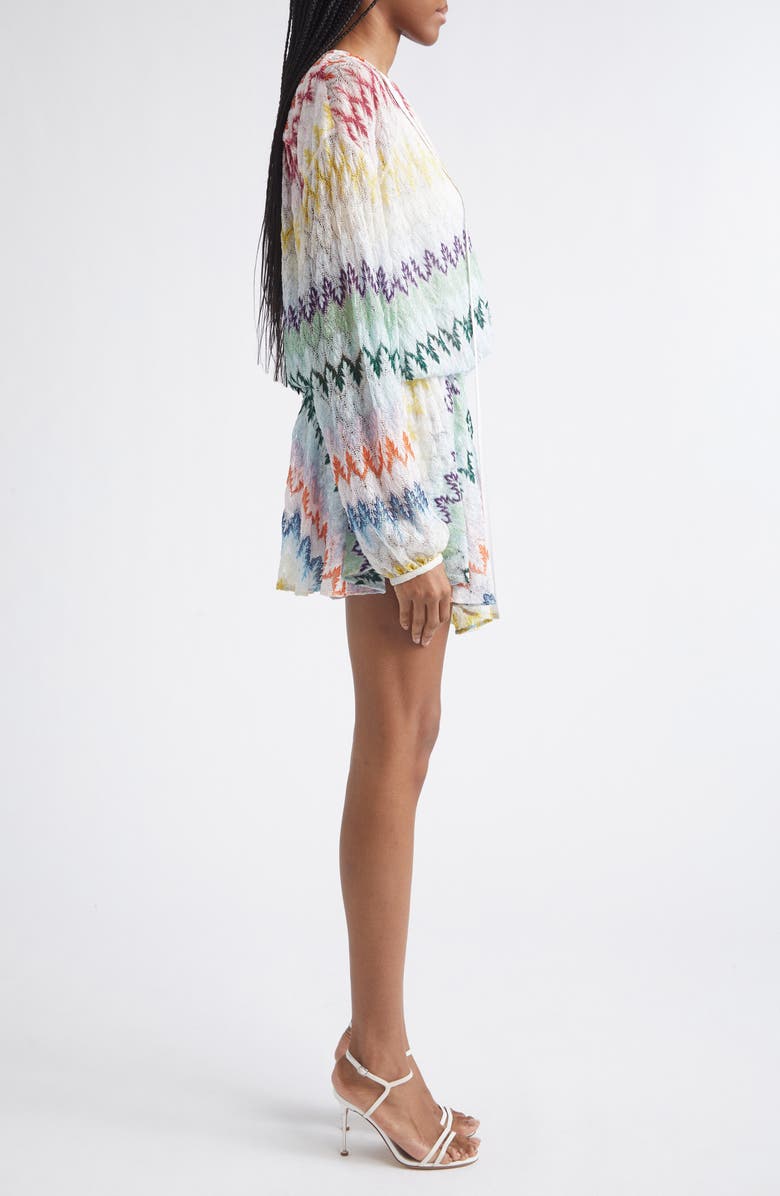Missoni Metallic Long Sleeve Zigzag Lace Minidress, Alternate, color, Multicolor On White Base